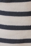 HIGH WAIST ELASTIC WAIST BAND DRAWSTRING STRIPE SHORTS: WHITE-DENIM STRIPE / S