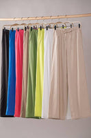 LINEN DRAWSTRING WAIST PANTS: WHITE / S-2/M-2/L-2