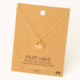 Round Wave Coin Pendant Necklace: WH