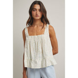 FLORAL RUFFLE TANK TOP / WL25-11870: BLUE COMBO / M