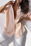 Plain Texture Button Up Pocket Blouse Shirt ZK898: Pink / 2XL