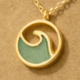 Round Wave Coin Pendant Necklace: WH