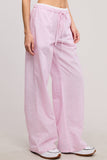 Stripe Boxer Wide Leg Pajama Pants: Pink / S