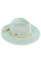 C.C Straw Panama Hat with Tied Ribbon: Multi Brown