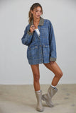 JK3737 Alex Contrast Collar Denim Barn Jacket: DENIM BLUE / S-M-L (3-2-1)