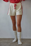 L8598B | Knit Cotton French Terry Wide Leg Shorts: Cream Olive / M