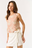 ILT5634 Sleeveless Floral Embroidered Top: LT BLUE / LARGE