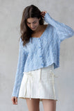 JT7701-SKY BLUE TEXTURED CARDIGAN: SKY BLUE / M