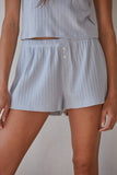 L8580 | Knit Polyester Rayon Spandex Pointelle Ribbed Shorts: Misty Blue / S