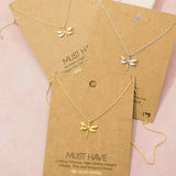 Gold Dipped Dragonfly Pendant Necklace: G