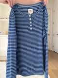 Striped Soft Button Loungewear Long Sleeve Top: Large / Long Sleeve Top