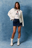 JACKET WITH GINGHAM CONTRAST: WHITE-NAVY GINGHAM / XS