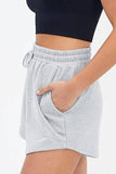 Plain High Waist Drawstring Shorts ZZKF805: Gray / XL