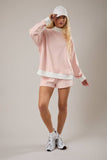MID RISE STRIPE SHORTS: LT BLUE-CREAM STRIPE / M