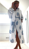 Hand Block Shirtdress in Sea Vine: Large