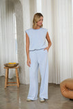 Brushed Modal Wide Leg Drawstring Pants: Taupe / XL