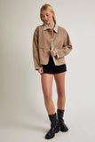 SHACKET WITH GINGHAM CONTRAST DETAILING: CREAM-BROWN GINGHAM / L