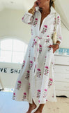 Apres Beach Hand Block Shirtdress in Poppy: Med