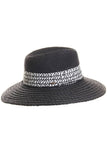 C.C Paper Straw Panama with Whip Stitches on Woven Trim: Natural