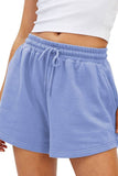Plain High Waist Drawstring Shorts ZZKF805: Blue / L
