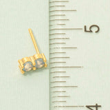 Gold Dipped Double Cz Link Stud Earrings: PK
