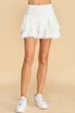 CS3760-Motion Pointelle Polka Dot Double Layer Skirt: White / S