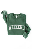 WEEKEND Graphic Sweatshirt: HEATHER FOREST / L