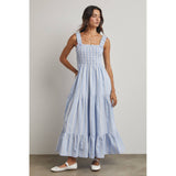 STRIPED SMOCKED MAXI DRESS / WL25-12218: SAGE/WHITE / S
