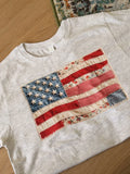 American Flag Faux Texture Patchwork Comfort Colors Tee DTF: Chambray / Small