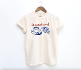 Embroidered Le Weekend French Coffee & Croissant Shirt: Ivory - Standard Unisex / M