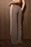 MID RISE THERMAL STRIPE PANTS: DUSTY BLUE / XS