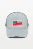Americana Flag Patch Denim Mesh Back Hat: Lt Blue