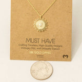 Circle Sun Shine Ray Pendant Necklace: G