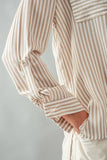 Relaxed Fit Vertical Striped Rayon Button Down Shirt: BLUE / S-2/M-2/L-2