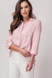 Relaxed Fit Vertical Striped Rayon Button Down Shirt: BLUE / S-2/M-2/L-2