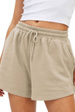 Plain High Waist Drawstring Shorts ZZKF805: Gray / L