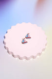 Sail Away Enamel Charm Stud Earrings: Gold