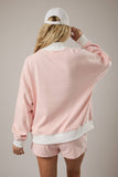MOCK NECK STRIPE SWEATSHIRTS TOP: SAGE-CREAM STRIPE / L
