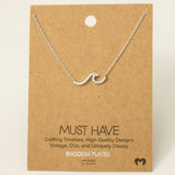 Gold Dipped Pave Wave Pendant Necklace: G