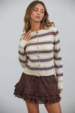 NC3882 Sausalito Soft Striped Cardigan: BEIGE MULTI / S-M-L (3-2-1)