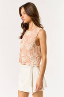 ILT5634 Sleeveless Floral Embroidered Top: LT BLUE / LARGE