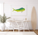 Mahi-mahi Print, Dolphinfish Watercolor Painting: 5x7 (8x10 mat)