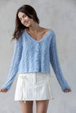 JT7701-SKY BLUE TEXTURED CARDIGAN: SKY BLUE / M