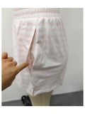 Soft Pink Billie Striped Loungewear Shorts: Medium / Shorts
