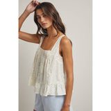 FLORAL RUFFLE TANK TOP / WL25-11870: BLUE COMBO / L