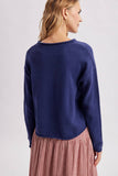 LIGHTHOUSE COASTAL GRAPHIC COZY SWEATER / WL26-13217: MARBLE/SKY / S