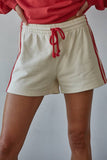L8598B | Knit Cotton French Terry Wide Leg Shorts: Cream Olive / M