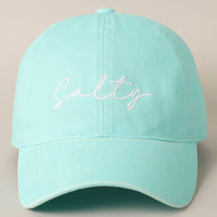 Salty Lettering Embroidery Baseball Cap: WHITE / One Size