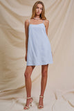 Minimalist Adjustable Strap Slip Mini Dress: LT BLUE / S-M-L:2-2-2