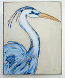 Blue Heron hand painted | coastal beach nautical: 8x10 standard canvas